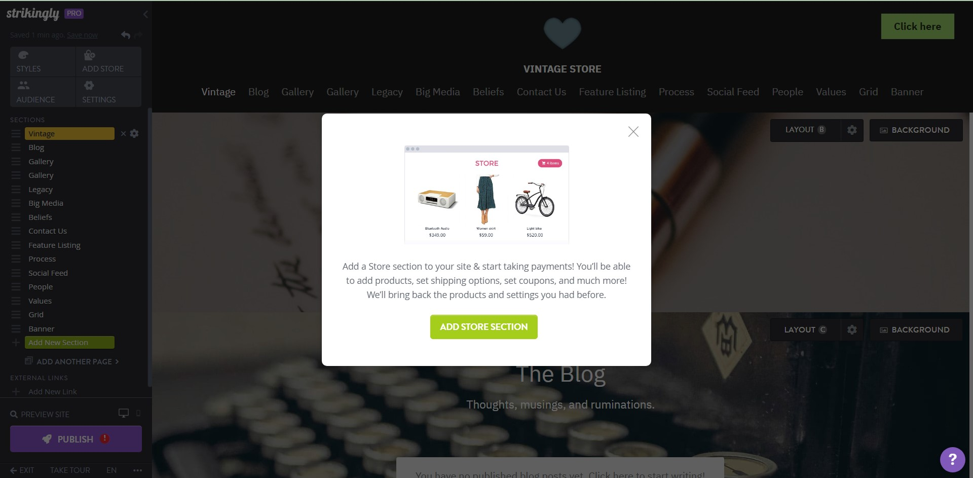 Strikingly Add Store Section Strikingly Add Store Section